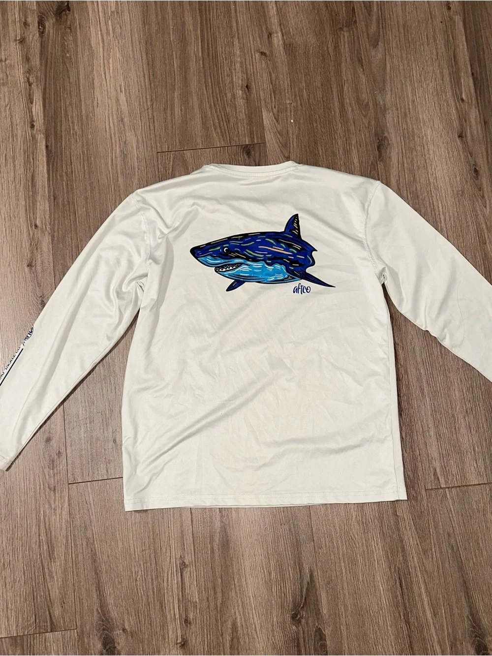 AFTCO Tee Shirt Boys Light Blue Long-Sleeve Logo Size Medium